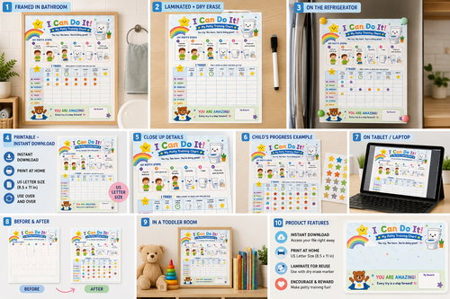 Potty Training Chart Printable | Potty Reward Chart for Toddlers | Toilet Training Tracker | Kids Sticker Chart | Instant Download PDF